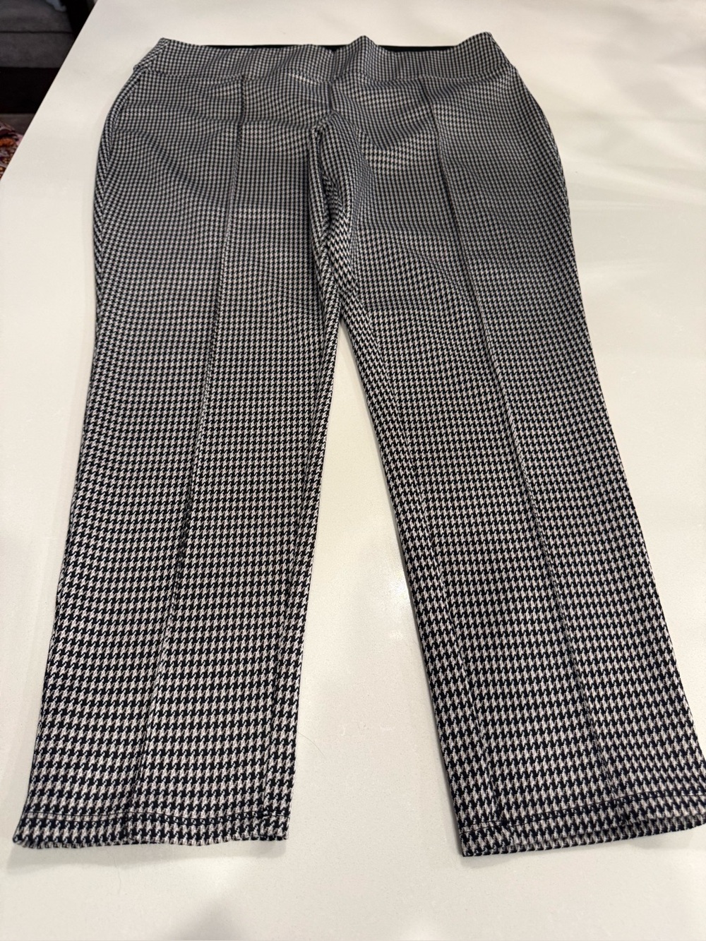 Nine West Black & White Houndstooth Straight Leg Trousers